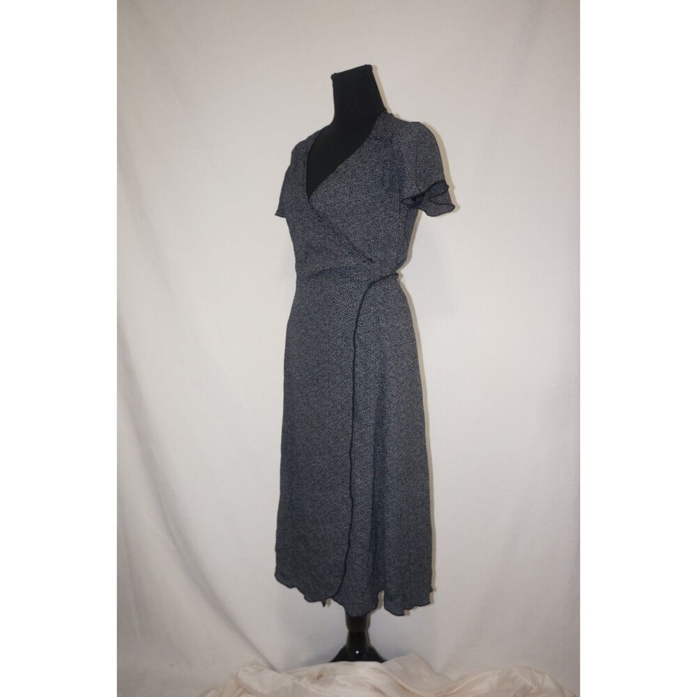 Black and White Polka Dot Wrap Dress by Pink Wheels Size Medium